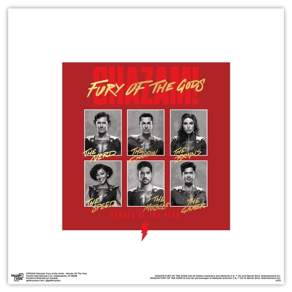 Gallery Pops Shazam! Fury of the Gods - Heroes Of The Year Wall Art, Unframed Version, 12" x 12"