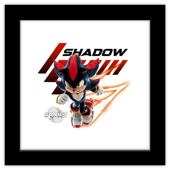 Gallery Pops Sonic the Hedgehog 3 - Shadow Graphic Wall Art, Black Framed Version, 12" x 12"