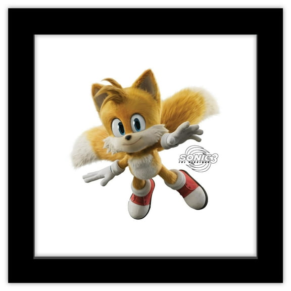 Gallery Pops Sonic the Hedgehog 3 - Tails Character Wall Art, Black Framed Version, 12" x 12"