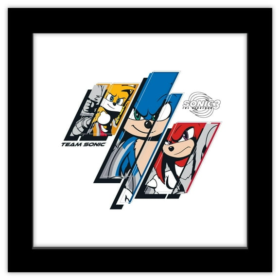 Gallery Pops Sonic the Hedgehog 3 - Team Sonic Wall Art, Black Framed Version, 12" x 12"