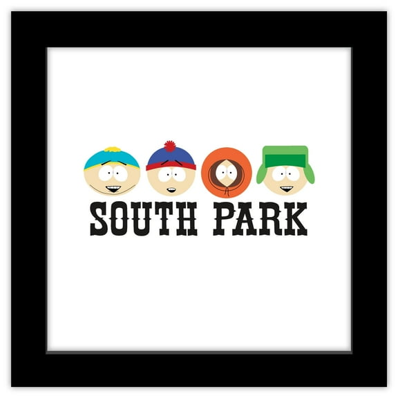 Gallery Pops South Park - Characters Logo Wall Art, Black Framed Version, 12" x 12"