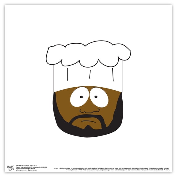 Gallery Pops South Park - Chef Head Wall Art, Unframed Version, 12" x 12"