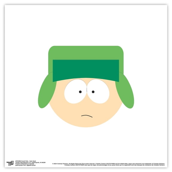 Gallery Pops South Park - Kyle Head Wall Art, Unframed Version, 12" x 12"