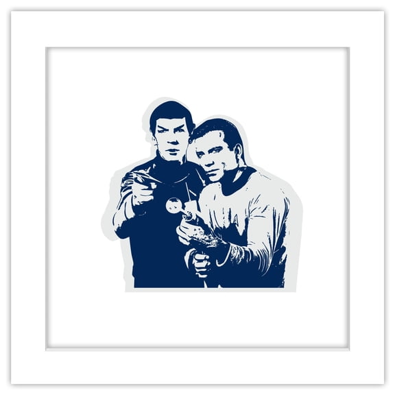 Gallery Pops Star Trek - Kirk and Spock Stylized Portrait Wall Art, White Framed Version, 12" x 12"