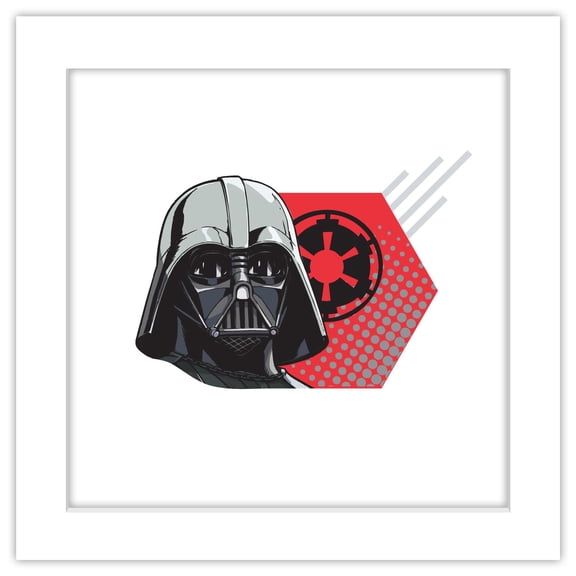 Gallery Pops Star Wars - Academic Darth Vader Badge Wall Art, White Framed Version, 12" x 12"