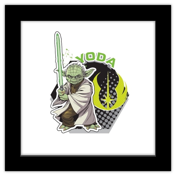 Gallery Pops Star Wars - Academic Yoda Wall Art, Black Framed Version, 12" x 12"