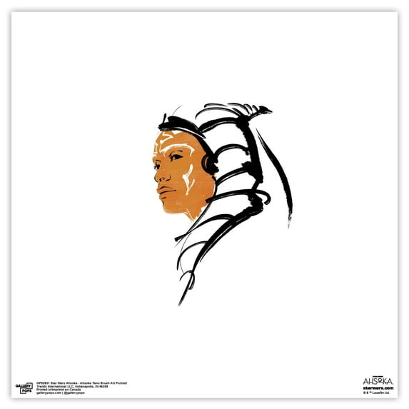 Gallery Pops Star Wars: Ahsoka - Ahsoka Tano Brush Art Portrait Wall Art, Unframed Version, 12" x 12"