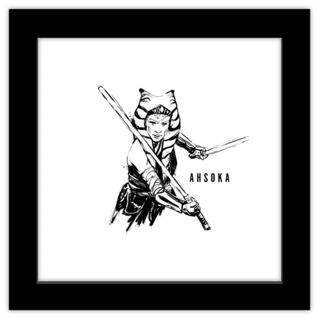 Gallery Pops Star Wars: Ahsoka - Ahsoka Tano Jedi Warrior Wall Art, Black Framed Version, 12" x 12"