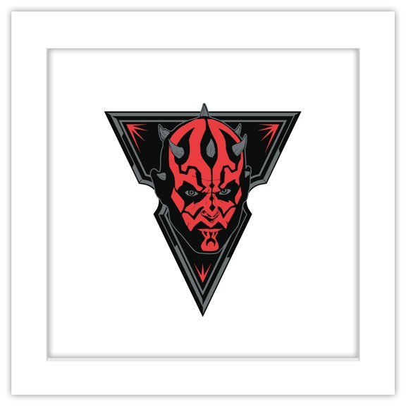 Gallery Pops Star Wars - Dark Side Darth Maul Badge Wall Art, White Framed Version, 12" x 12"