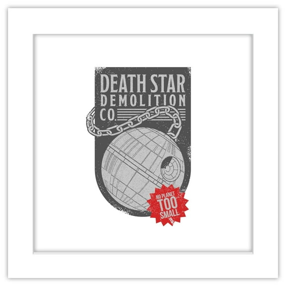 Gallery Pops Star Wars - Humor Death Star Demolition Wall Art, White Framed Version, 12" x 12"