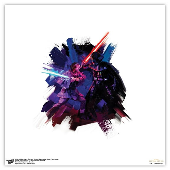 Gallery Pops Star Wars: Obi-Wan Kenobi - Darth Vader Saber Fight Badge Wall Art, Unframed Version, 12" x 12"