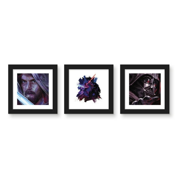 Gallery Pops Star Wars: Obi-Wan Kenobi - Duel Wall Art Bundle (3-Pack), Black Framed Version, 12" x 12"