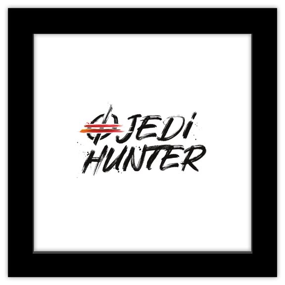 Gallery Pops Star Wars: Obi-Wan Kenobi - Jedi Hunter Text Badge Wall Art, Black Framed Version, 12" x 12"