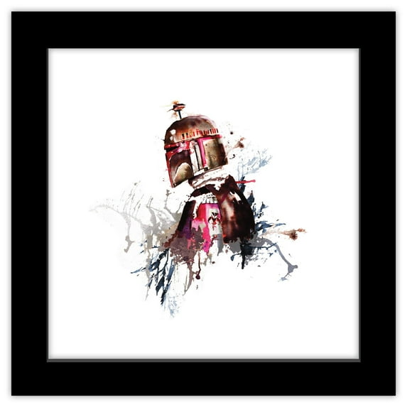Gallery Pops Star Wars: Saga - Boba Fett Watercolor Wall Art, Black Framed Version, 12" x 12"