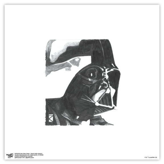 Gallery Pops Star Wars: Saga - Darth Vader Sketch Wall Art, Unframed Version, 12" x 12"