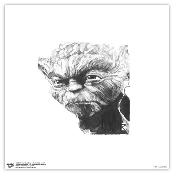 Gallery Pops Star Wars: Saga - Master Yoda Sketch Wall Art, Unframed Version, 12" x 12"