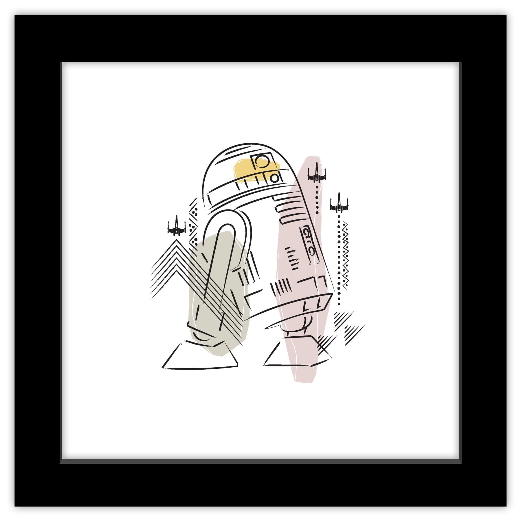 Mid-Century Modern Star Wars R2-D2 Black Framed Poster, 12" x 12"