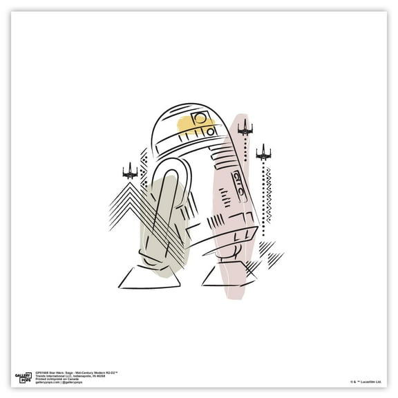 Gallery Pops Star Wars: Saga - Mid-Century Modern R2-D2 Wall Art, Unframed Version, 12" x 12"