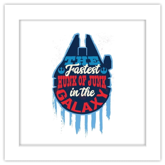 Gallery Pops Star Wars: Saga - Millenium Falcon Fastest Wall Art, White Framed Version, 12" x 12"