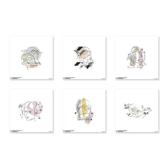 Gallery Pops Star Wars: Saga - Modern Art Wall Art Bundle (6-Pack), Unframed Version, 12" x 12"