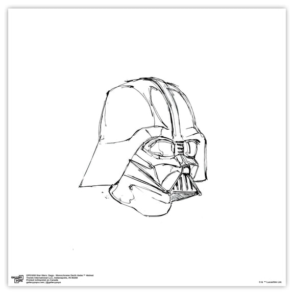 Gallery Pops Star Wars: Saga - Monochrome Darth Vader Helmet Wall Art, Unframed Version, 12" x 12"