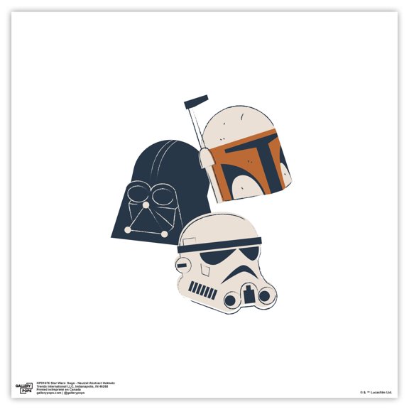 Gallery Pops Star Wars: Saga - Neutral Abstract Helmets Wall Art, Unframed Version, 12" x 12"