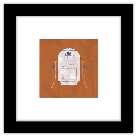 Gallery Pops Star Wars: Saga - Neutral Abstract R2-D2 Wall Art, Black Framed Version, 12" x 12"