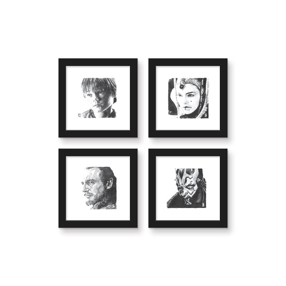 Gallery Pops Star Wars: Saga - Phantom Menace Sketch Wall Art Bundle (4-Pack)