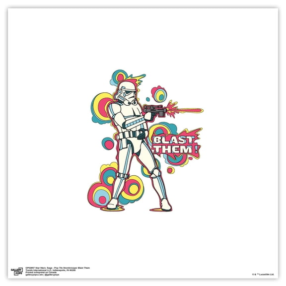 Gallery Pops Star Wars: Saga - Pop 70s Stormtrooper Blast Them Wall Art, Unframed Version, 12" x 12"