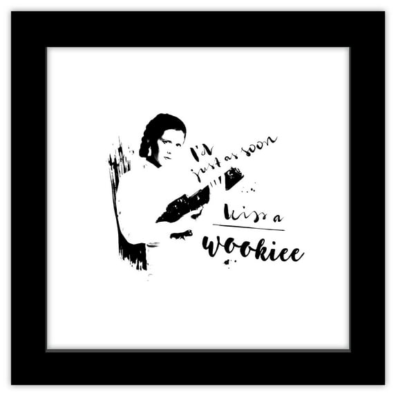 Gallery Pops Star Wars: Saga - Princess Leia Kiss a Wookiee Wall Art, Black Framed Version, 12" x 12"