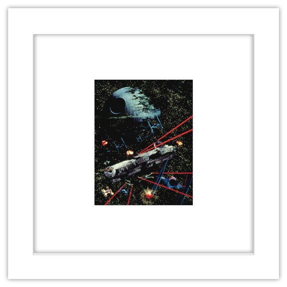 Gallery Pops Star Wars: Saga - Return of the Jedi Death Star Attack Wall Art, White Framed Version, 12" x 12"