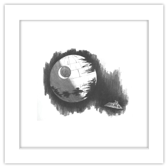 Gallery Pops Star Wars: Saga - Return of the Jedi Death Star Sketch Wall Art, White Framed Version, 12" x 12"