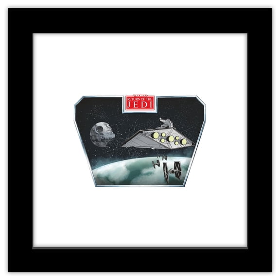 Gallery Pops Star Wars: Saga - Return of the Jedi Death Star Wall Art, Black Framed Version, 12" x 12"