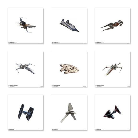Gallery Pops Star Wars: Saga - Space Vehicles Wall Art Bundle (9-Pack), Unframed Version, 12" x 12"