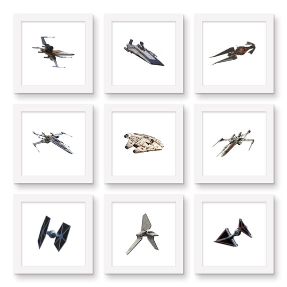 Gallery Pops Star Wars: Saga - Space Vehicles Wall Art Bundle (9-Pack), White Framed Version, 12" x 12"