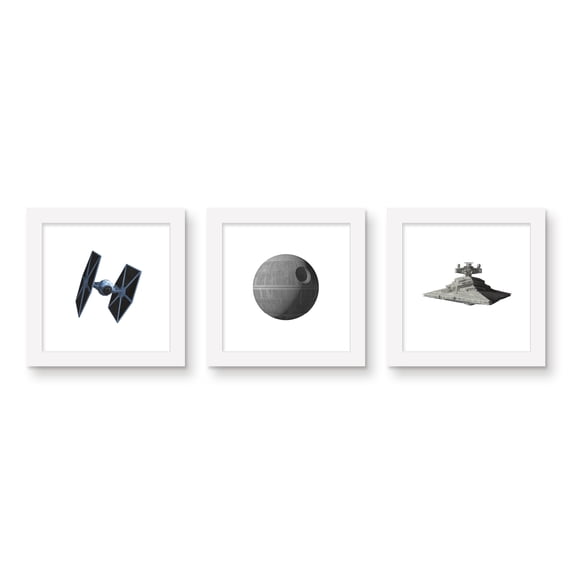 Gallery Pops Star Wars: Saga - Weapons and Vehicles Wall Art Bundle (3-Pack), White Framed Version, 12" x 12"