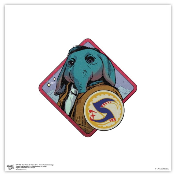 Gallery Pops Star Wars: Skeleton Crew - Neel Illustrated Badge Wall Art, Unframed Version, 12" x 12"