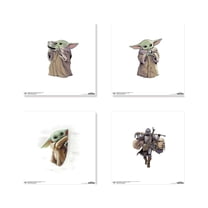 Gallery Pops Star Wars: The Mandalorian - Grogu Wall Art Bundle (4-Pack), Unframed Version, 12" x 12"