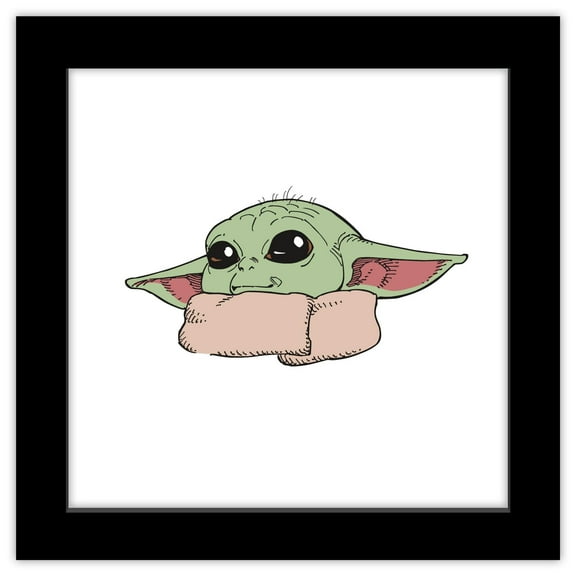 Gallery Pops Star Wars: The Mandalorian - Manga Grogu Headshot Wall Art, Black Framed Version, 12" x 12"