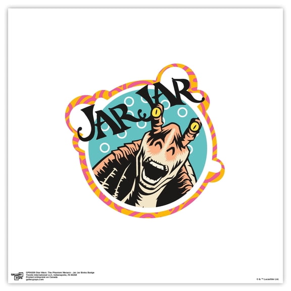 Gallery Pops Star Wars: The Phantom Menace - Jar Jar Binks Badge Wall Art, Unframed Version, 12" x 12"