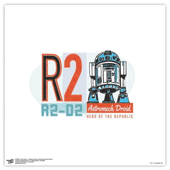 Gallery Pops Star Wars - Vintage Comic Astromech Droid R2-D2 Wall Art, Unframed Version, 12" x 12"
