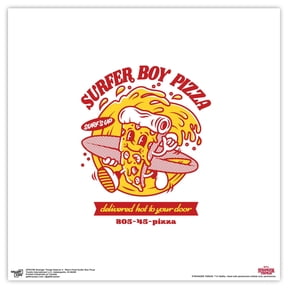 Gallery Pops Stranger Things 4 - Retro Food Surfer Boy Pizza Wall Art, Unframed Version, 12" x 12"