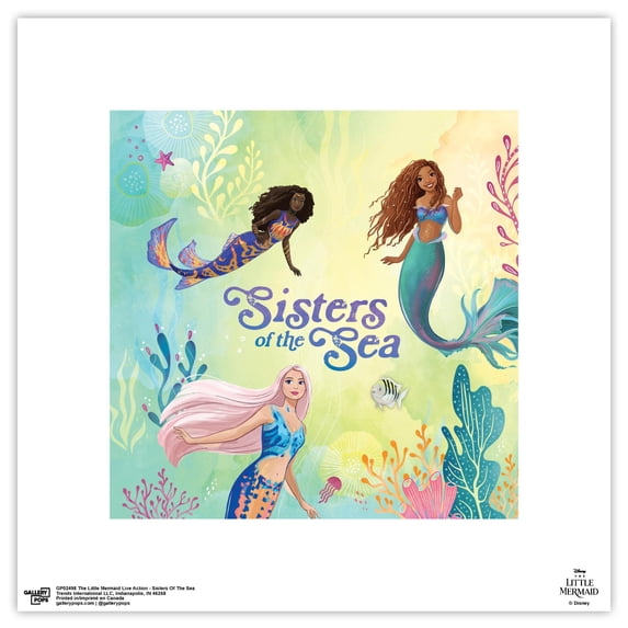 Gallery Pops The Little Mermaid Live Action - Sisters Of The Sea Wall Art, Unframed Version, 12" x 12"