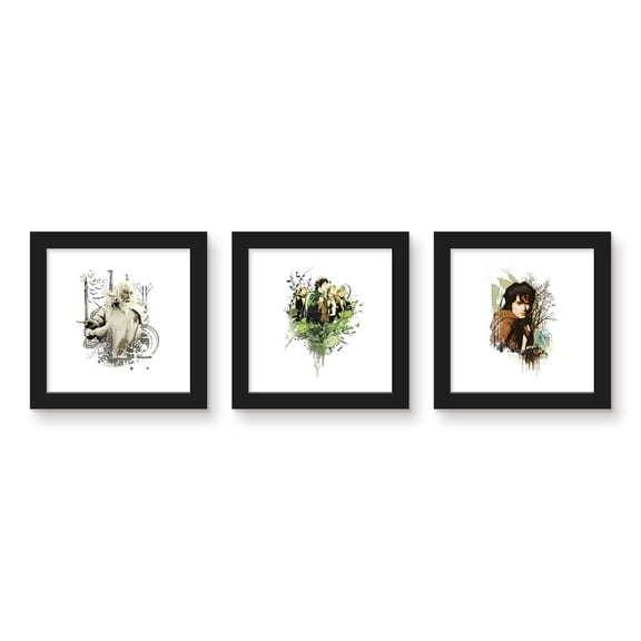 Gallery Pops The Lord of the Rings - Group Wall Art Bundle (3-Pack), Black Framed Version, 12" x 12"