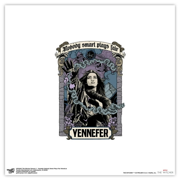 Gallery Pops The Witcher Season 1 - Yennefer Nobody Smart Plays Fair Woodcut Wall Art, Unframed Version, 12" x 12"