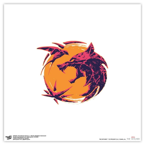 Gallery Pops The Witcher Season 3 - Witcher Medallion Distressed Wall Art, Unframed Version, 12" x 12"