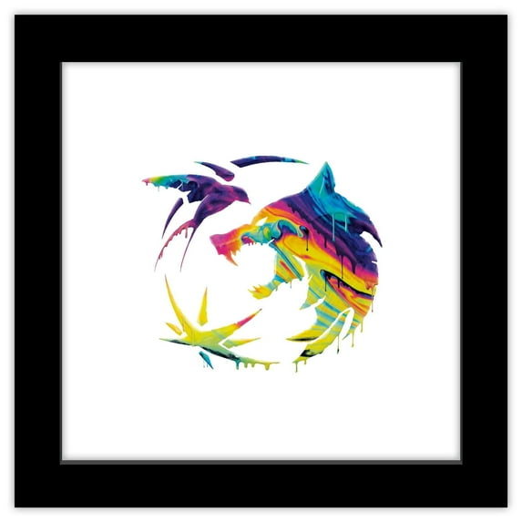 Gallery Pops The Witcher Season 3 - Witcher Medallion Emulsion Wall Art, Black Framed Version, 12" x 12"