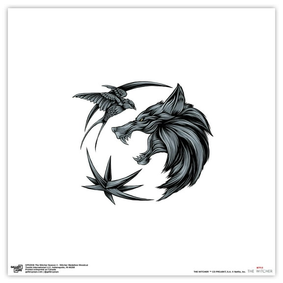 Gallery Pops The Witcher Season 3 - Witcher Medallion Woodcut Wall Art, Unframed Version, 12" x 12"