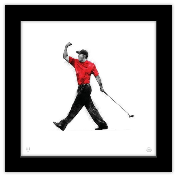 Gallery Pops Tiger Woods - Fist Pump Wall Art, Black Framed Version, 12" x 12"