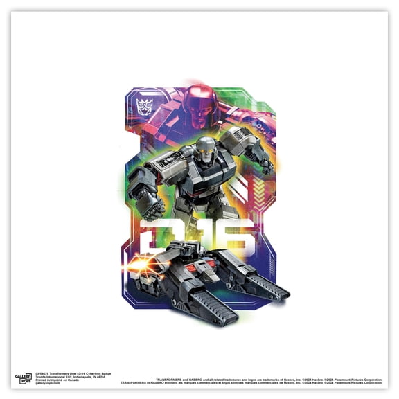 Gallery Pops Transformers One - D-16 Cybertron Badge Wall Art, Unframed Version, 12" x 12"